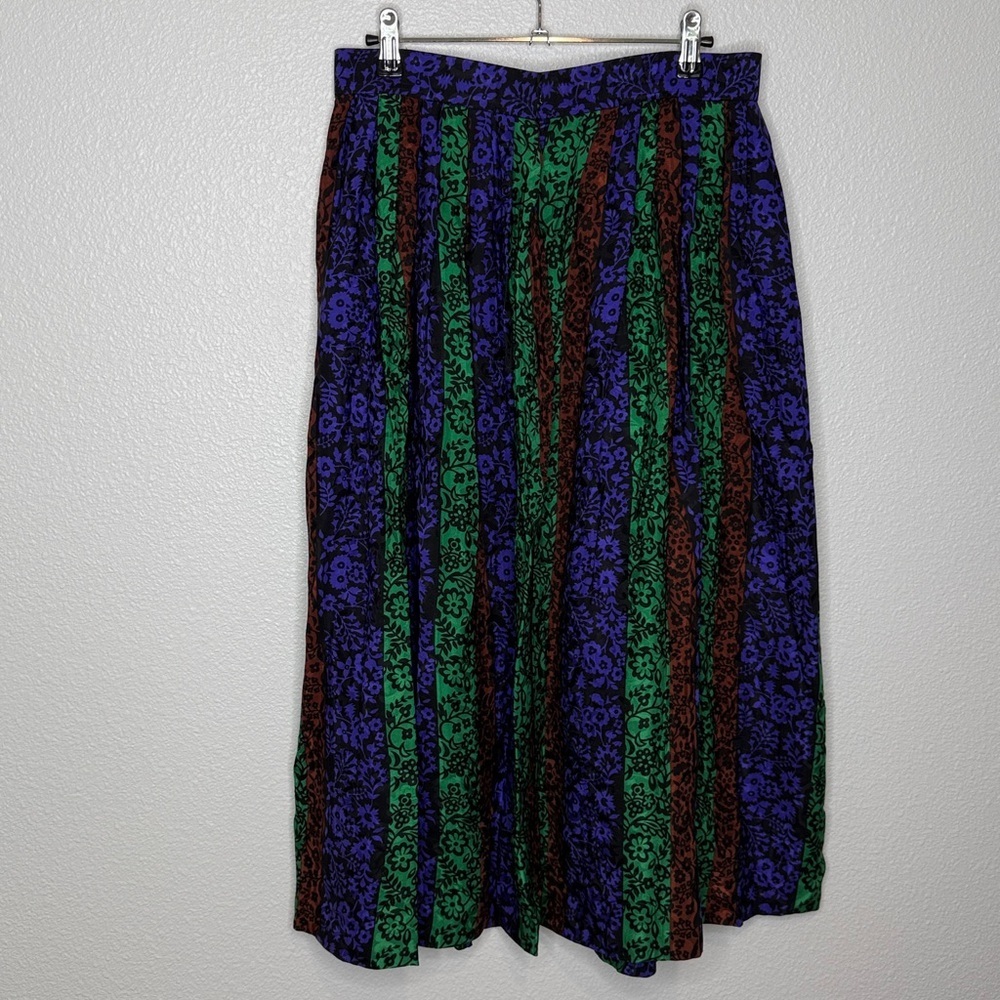 Oscar de la Renta Miss O Vintage Silk Maxi Skirt Size 12 Multicolor 70’s - Picture 4 of 4